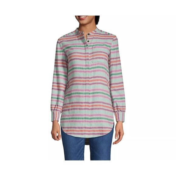 Lands End Womens Flannel A-Line Long Sleeve Tunic Multicolored Long Sleeve M - Picture 1 of 16